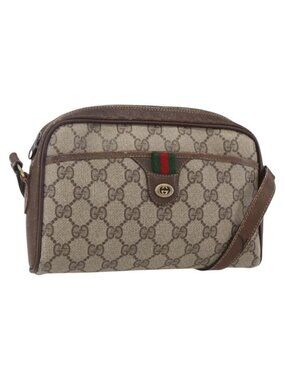 Authentic GUCCI GG Supreme Web Sherry Line Bag PVC Beige Gold 116 02 089